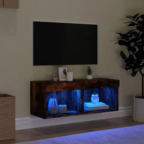 TV ormarić s LED svjetlima boja dimljenog hrasta 80x30x30 cm - Dimljeni hrast 80 cm 1 Cijena