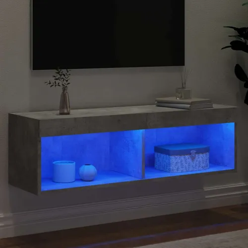 TV ormarić s LED svjetlima siva boja betona 100x30x30 cm - Beton siva 100 cm 1 Cijena