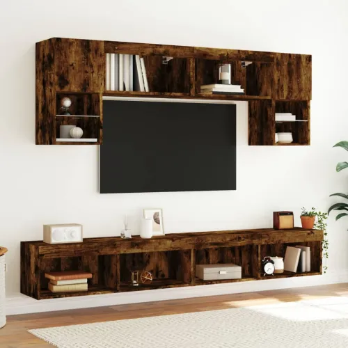 TV ormarić s LED svjetlima boja dimljenog hrasta 100x30x30 cm - Dimljeni hrast 100 cm 1 Cijena