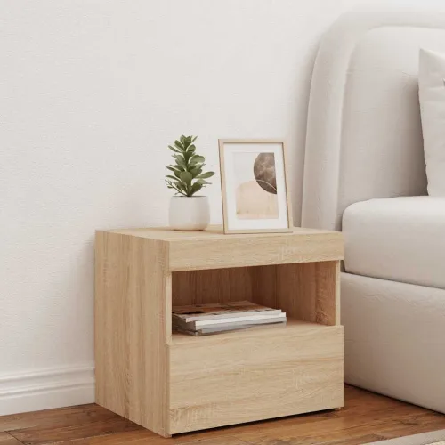 Noćni ormarić s LED svjetlima boja hrasta sonome 50x40x45 cm - sonoma hrast 1 Cijena