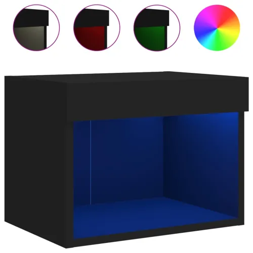 Noćni ormarić s LED svjetlima zidni crni - Crna 40 cm 1 Cijena