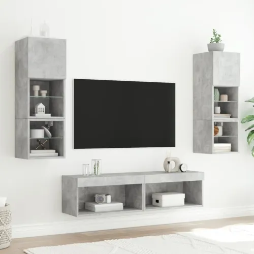 TV ormarići s LED svjetlima 2 kom boja betona 60x30x30 cm - Beton siva 60 cm 2 Cijena