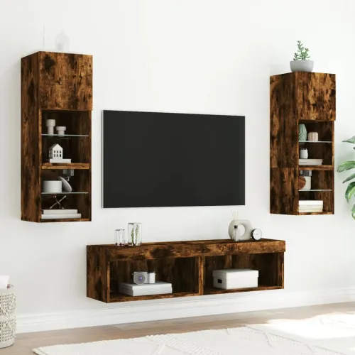 TV ormarići s LED svjetlima 2 kom boja hrasta 60x30x30 cm - Dimljeni hrast 60 cm 2 Cijena
