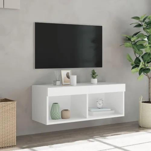 TV ormarić s LED svjetlima bijeli 80x30x30 cm - Bijela 80 cm 1 Cijena
