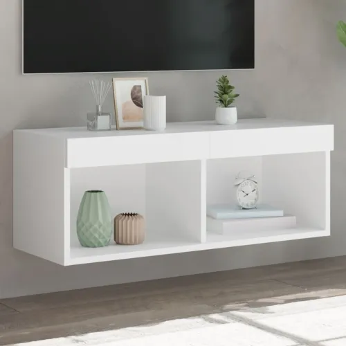 TV ormarić s LED svjetlima bijeli 80x30x30 cm - Bijela 80 cm 1 Cijena