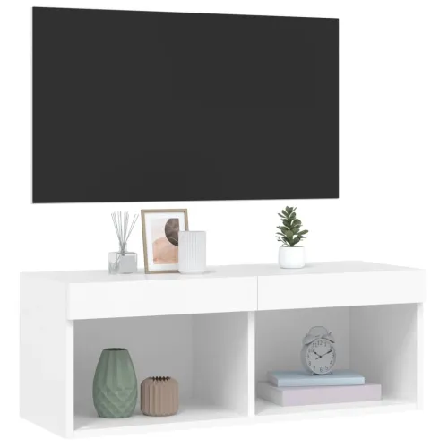 TV ormarić s LED svjetlima bijeli 80x30x30 cm - Bijela 80 cm 1 Cijena