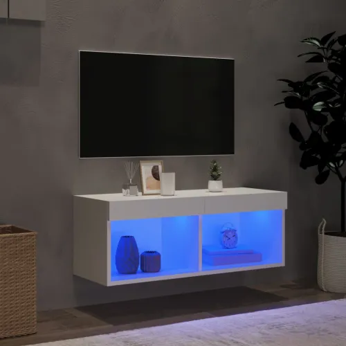 TV ormarić s LED svjetlima bijeli 80x30x30 cm - Bijela 80 cm 1 Cijena