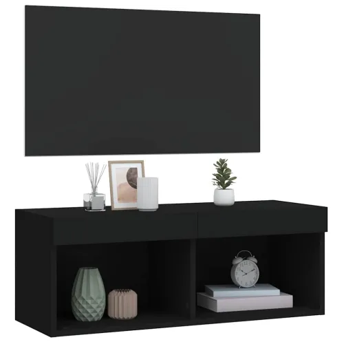 TV ormarići s LED svjetlima 2 kom crni 80x30x30 cm - Crna 80 cm 1 Cijena