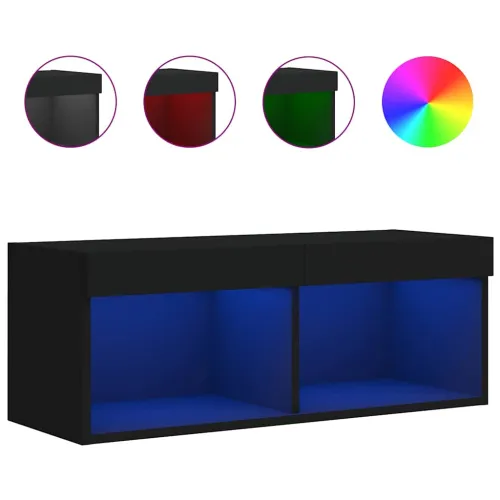 TV ormarići s LED svjetlima 2 kom crni 80x30x30 cm - Crna 80 cm 1 Cijena