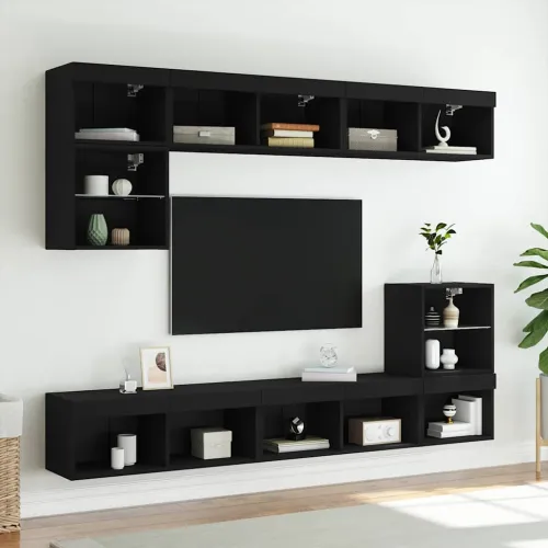 TV ormarići s LED svjetlima 2 kom crni 80x30x30 cm - Crna 80 cm 1 Cijena