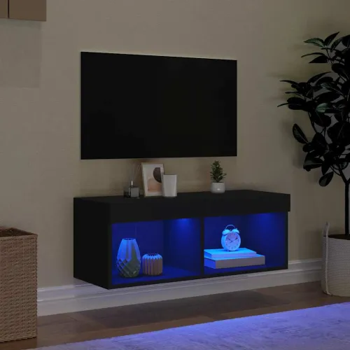 TV ormarići s LED svjetlima 2 kom crni 80x30x30 cm - Crna 80 cm 1 Cijena