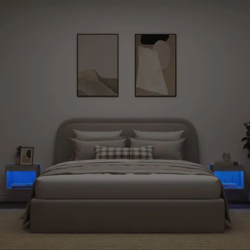 Noćni ormarići s LED svjetlima zidni 2 kom siva boja hrasta - Sivi hrast sonoma 40 cm 2 Cijena