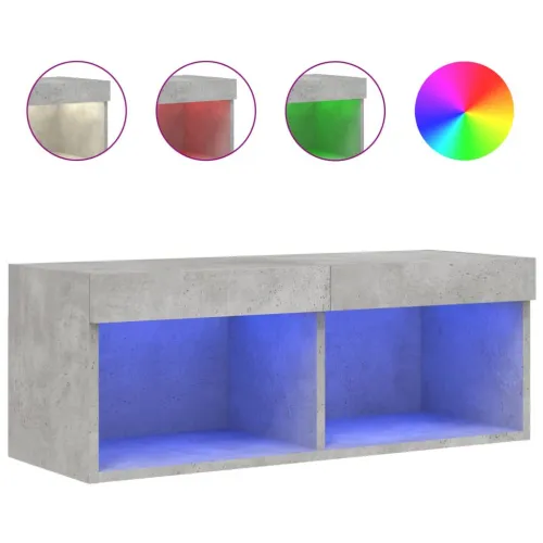 TV ormarić s LED svjetlima siva boja betona 80x30x30 cm - Beton siva 80 cm 1 Cijena