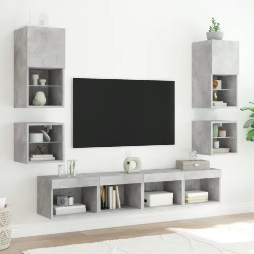 Noćni ormarić s LED svjetlima zidni siva boja betona - Beton siva 40 cm 1 Cijena