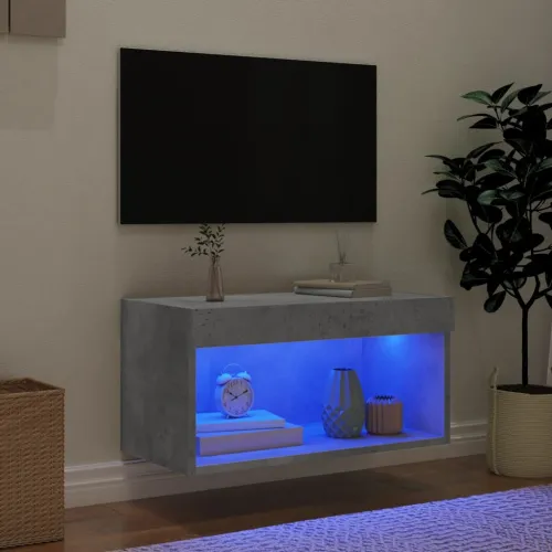 TV ormarić s LED svjetlima siva boja betona 60x30x30 cm - Beton siva 60 cm 1 Cijena