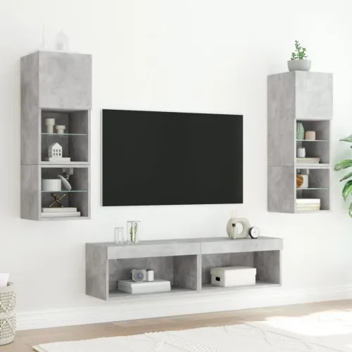 TV ormarić s LED svjetlima siva boja betona 60x30x30 cm - Beton siva 60 cm 1 Cijena