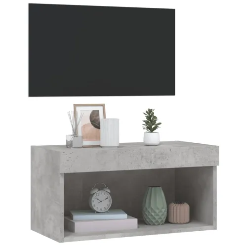 TV ormarić s LED svjetlima siva boja betona 60x30x30 cm - Beton siva 60 cm 1 Cijena
