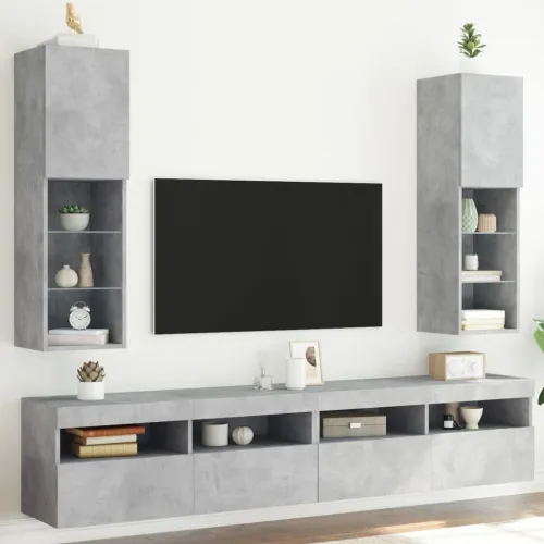 TV ormarići s LED svjetlima 2 kom boja betona 30,5x30x102 cm - Beton siva 30.5 x 30 x 102 cm 2 Cijena