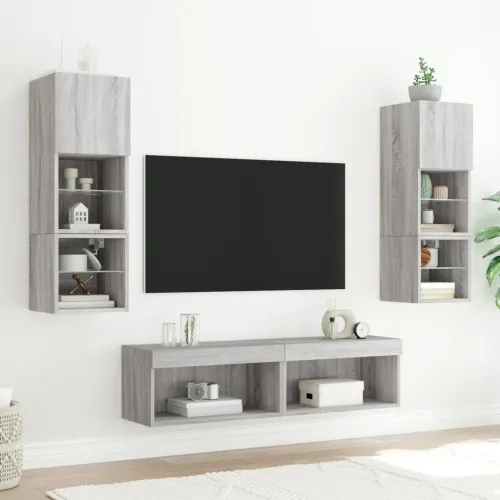 TV ormarići s LED svjetlima 2 kom boja hrasta 60x30x30 cm - Sivi hrast sonoma 60 cm 2 Cijena