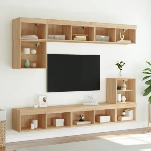 TV ormarići s LED svjetlima 2 kom boja hrasta 80x30x30 cm - Sonoma hrast 80 cm 2 Cijena