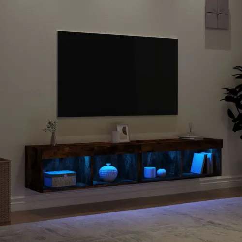 TV ormarići s LED svjetlima 2 kom boja hrasta 80x30x30 cm - Dimljeni hrast 80 cm 2 Cijena