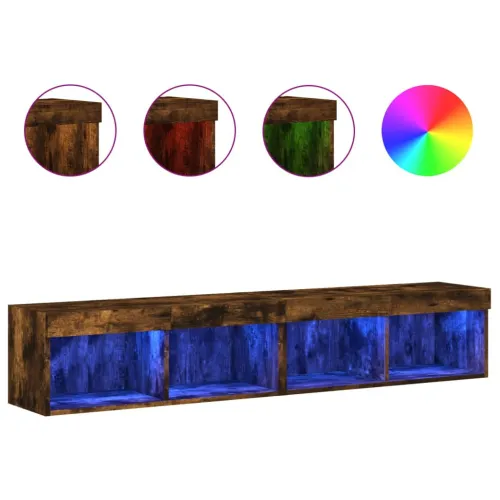 TV ormarići s LED svjetlima 2 kom boja hrasta 80x30x30 cm - Dimljeni hrast 80 cm 2 Cijena