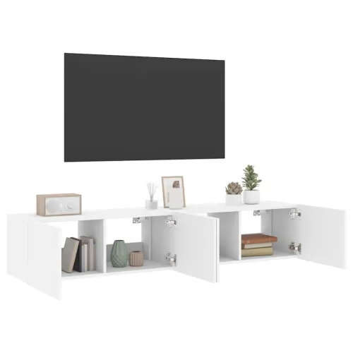 Zidni TV ormarići s LED svjetlima 2 kom bijeli 80x35x31 cm - Bijela 80 x 35 x 31 cm 2 Cijena