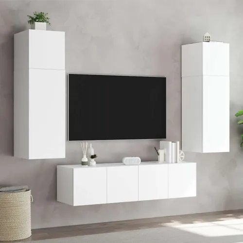 Zidni TV ormarići s LED svjetlima 2 kom bijeli 80x35x31 cm - Bijela 80 x 35 x 31 cm 2 Cijena