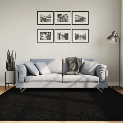 Tepih HUARTE kratkih vlakana mekani i perivi crni 200x200 cm - Crna 200 x 200 cm Cijena