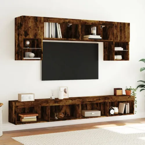 TV ormarići s LED svjetlima 2 kom boja hrasta 100x30x30 cm - Dimljeni hrast 100 cm 2 Cijena