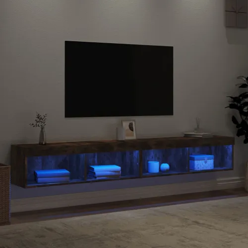 TV ormarići s LED svjetlima 2 kom boja hrasta 100x30x30 cm - Dimljeni hrast 100 cm 2 Cijena