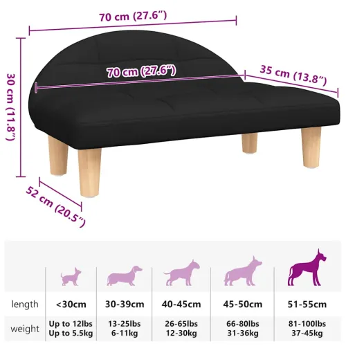 Krevet za pse crni 70x52x30 cm od tkanine - Crna tkanina Cijena