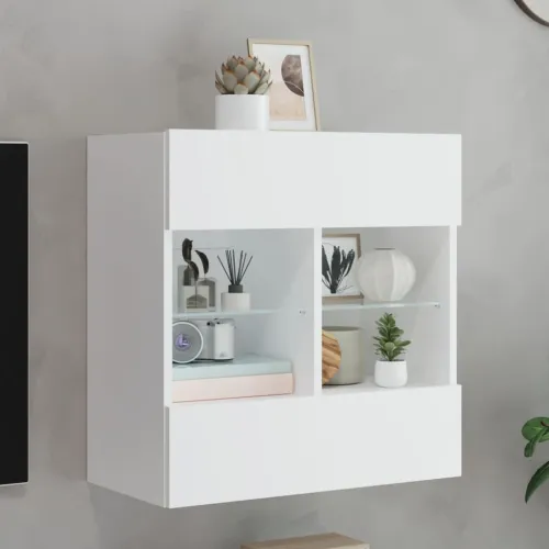 Zidni TV ormarić s LED svjetlima bijeli 58,5x30x60,5 cm - Bijela 1 58.5 cm Bijela Cijena