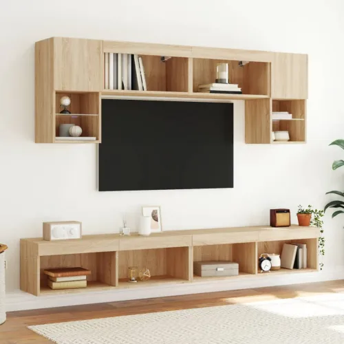 TV ormarići s LED svjetlima 2 kom boja hrasta 100x30x30 cm - Sonoma hrast 100 cm 2 Cijena