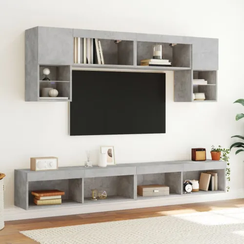 TV ormarići s LED svjetlima 2 kom boja betona 100x30x30 cm - Beton siva 100 cm 2 Cijena