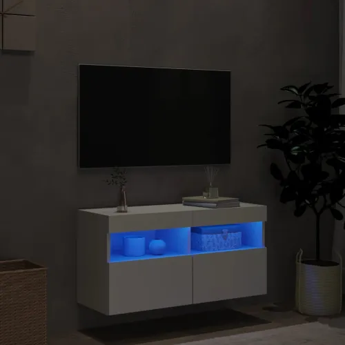 Zidni TV ormarić s LED svjetlima bijeli 80x30x40 cm - Bijela 1 80 cm Cijena