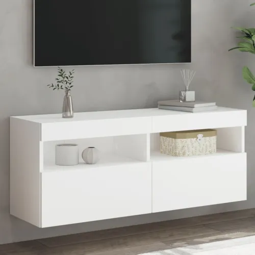 Zidni TV ormarić s LED svjetlima bijeli 100x30x40 cm - Bijela 1 100 cm Cijena