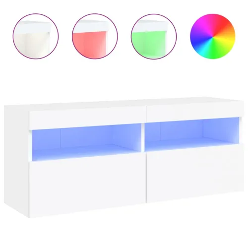 Zidni TV ormarić s LED svjetlima bijeli 100x30x40 cm - Bijela 1 100 cm Cijena