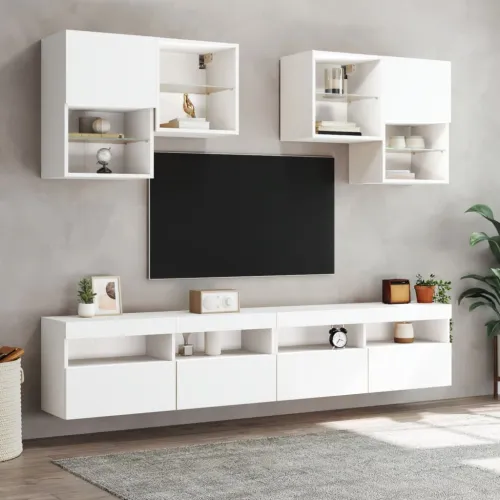 Zidni TV ormarić s LED svjetlima bijeli 100x30x40 cm - Bijela 1 100 cm Cijena