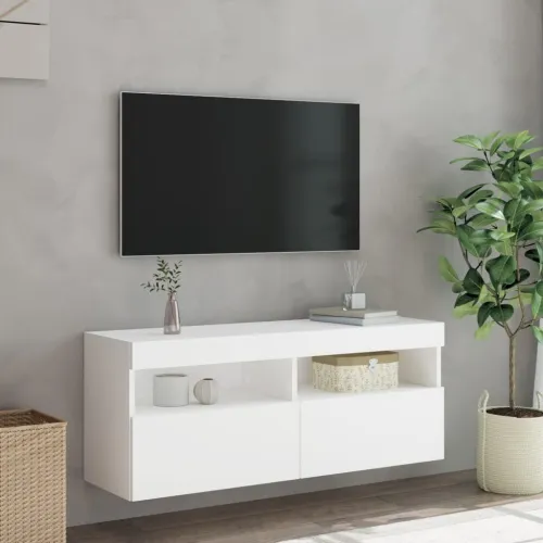 Zidni TV ormarić s LED svjetlima bijeli 100x30x40 cm - Bijela 1 100 cm Cijena
