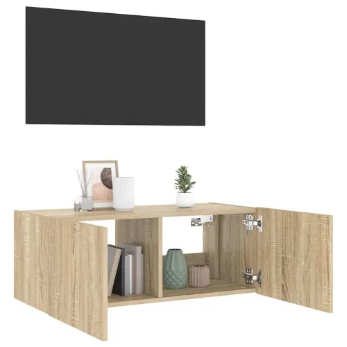 Zidni TV ormarić s LED svjetlima boja hrasta 80x35x31 cm - Sonoma hrast 80 x 35 x 31 cm 1 Cijena