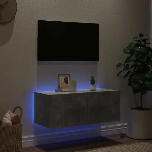 TV ormarić s LED svjetlima siva boja betona 80x35x31 cm - Beton siva 80 x 35 x 31 cm 1 Cijena