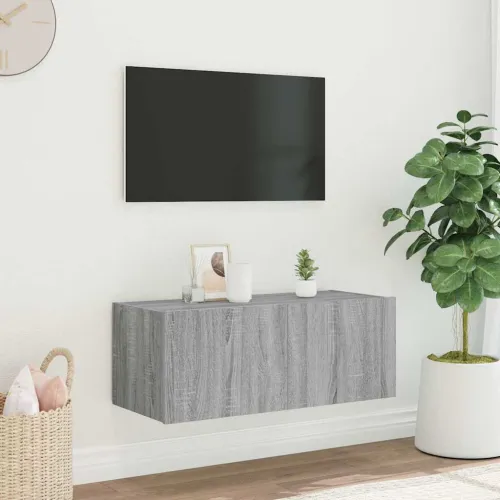 Zidni TV ormarić s LED svjetlima boja hrasta 80x35x31 cm - Sivi hrast sonoma 80 x 35 x 31 cm 1 Cijena