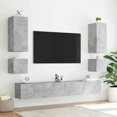 Zidni TV ormarić s LED svjetlima siva boja betona 100x35x31 cm - Beton siva 100 x 35 x 31 cm 1 Cijena