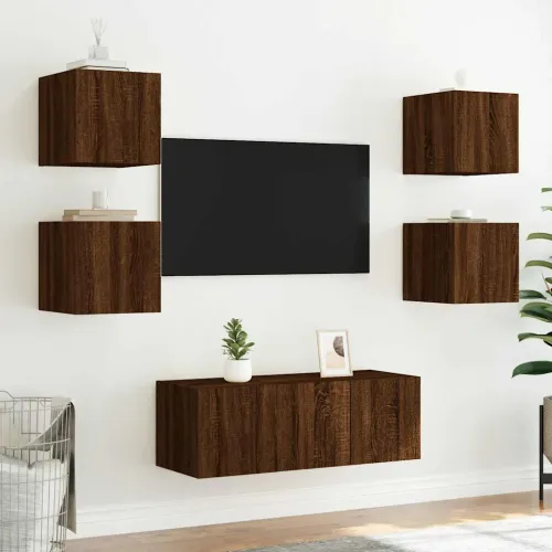 Zidni TV ormarići LED 2 kom smeđa boja hrasta 30,5 x 35 x 30 cm - Smeđi hrast 30.5 x 35 x 30 cm 2 Cijena
