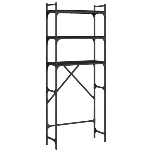 Polica za perilicu rublja crne 67x25x163 cm drvena - Crna 1 Crna Cijena