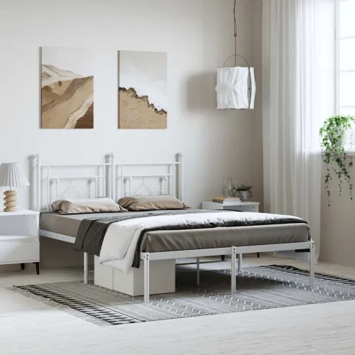 Metalni okvir za krevet s uzglavljem bijeli 150x200 cm - Bijela 150 x 200 cm s uzglavljem Cijena