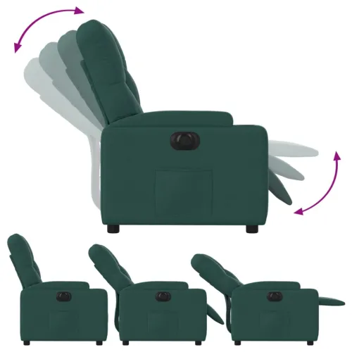 Električni naslonjač od tkanine tamnozeleni - Tamnozelena 1 Električno guranje unatrag Ne Cijena