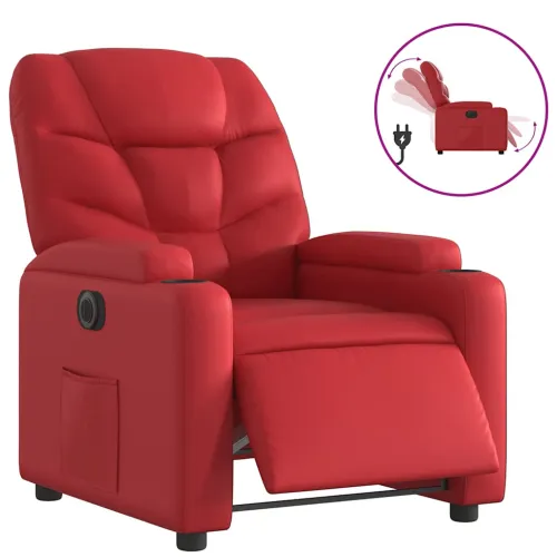 Električni naslonjač od umjetne kože crveni - Crvena 1 Električno guranje unatrag Ne Cijena