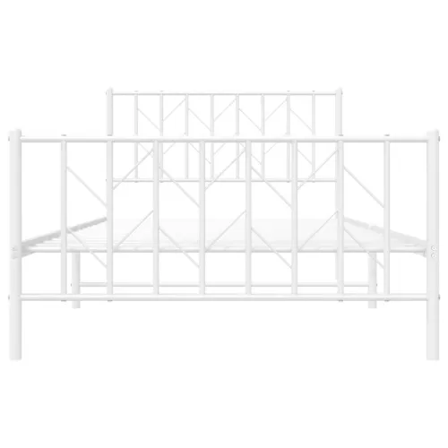 Metalni okvir kreveta uzglavlje i podnožje bijeli 107x203 cm - Bijela 107 x 203 cm s uzglavljem i podnožjem Bijela Cijena